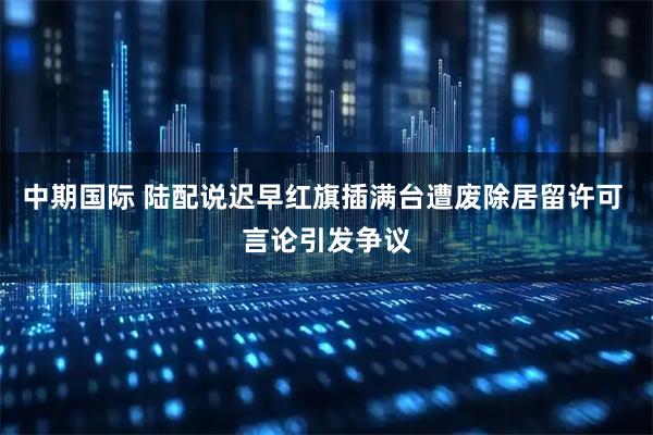 中期国际 陆配说迟早红旗插满台遭废除居留许可 言论引发争议