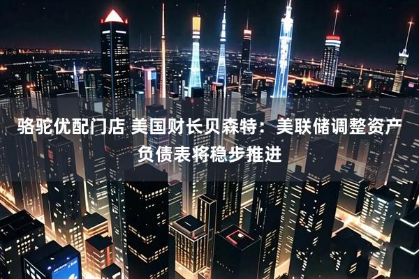 骆驼优配门店 美国财长贝森特：美联储调整资产负债表将稳步推进